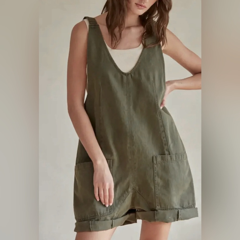 By Together Olive Green Utility Romper - Picture 2 of 7